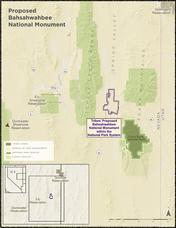 A locator map from swampcedars.org for the proposed Bahsahwahbee national monument in eastern Nevada.