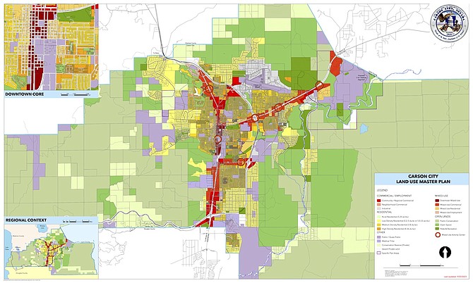 Carson City Master Plan map showing land-use designations for the city.