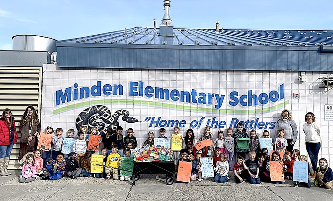 Minden Elementary School kindergarten classes recently collected more than 30 pounds of school supplies for kindergarteners at JC Sawyer Elementary School in North Carolina after the school suffered a fire in December leaving damage to the kindergarten classrooms.
