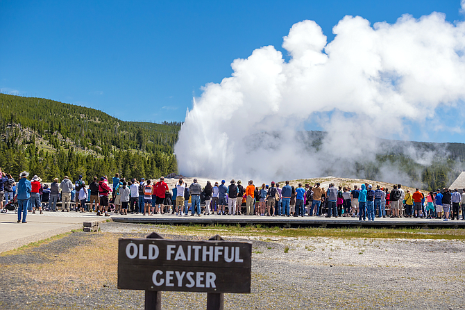 The eruption of Old Faithful in Yellowstone Park is one of the attractions featured on September’s trip to the Old West.