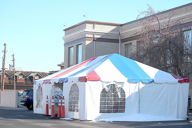 The Douglas County election tent behind the Douglas County Courthouse.