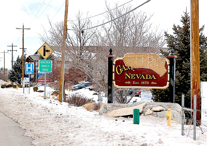 The Welcome to Gardnerville sign was one of the victims of the recent rough weather. But a week of better weather is in the cards, according to forecasters.