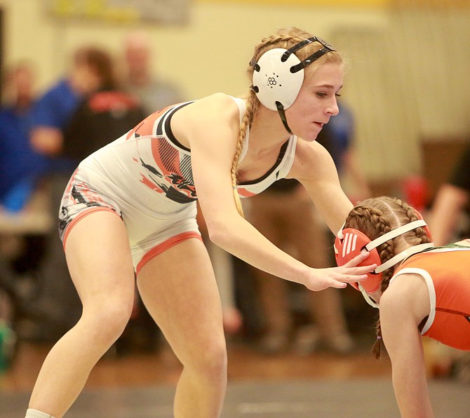 Ella Kavanagh wrestles during the Class 5A North regional championships. Kavanagh took second at Saturday's Class 5A state tournament in Bullhead City, Arizona.