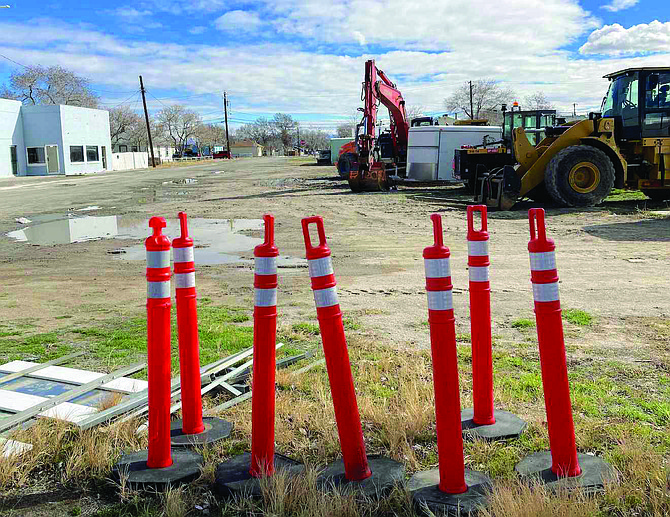 Heavy equipment stands ready to begin a city of Fallon reconstruction project on East Court Street.