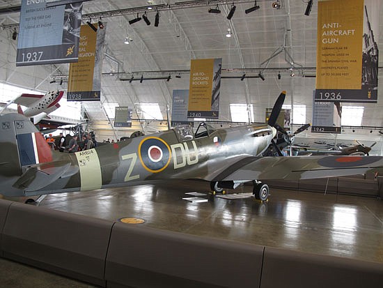 The museum’s artifacts were maintained during its two-year closure. Pictured is a Supermarine Spitfire Mark Vc that flew in World War II combat. This plane was sold as scrap in the 1960s, but was restored and is part of the museum’s collection.