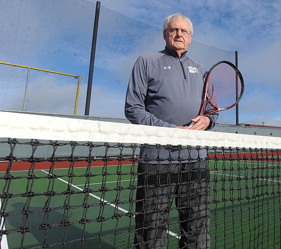 Coach Dick Jansen stands for a photo at Snohomish High School’s tennis courts Sunday, Jan. 23.