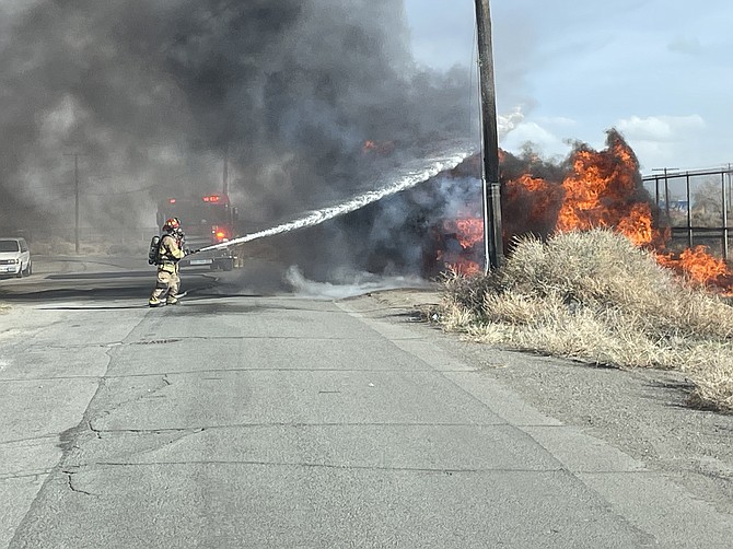 At approximately 2:36 p.m., North Lyon County Fire Protection District was dispatched to the scene of a small brush fire caused by arcing power lines near the Union Pacific rail line on Fremont Street in Fernley.