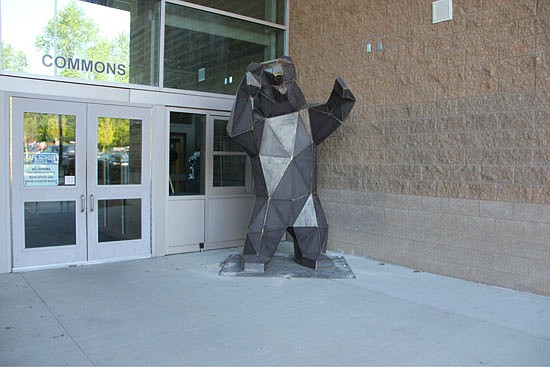 Students designed, and contributors built, the big bear that’s at the school entry doors.