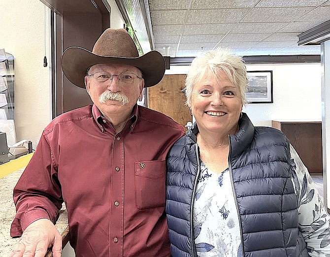 Mark and Laura Gardner at the Douglas County Clerk-Treasurer’s Office on Monday morning. Gardner filed for re-election for county commissioner in Minden.