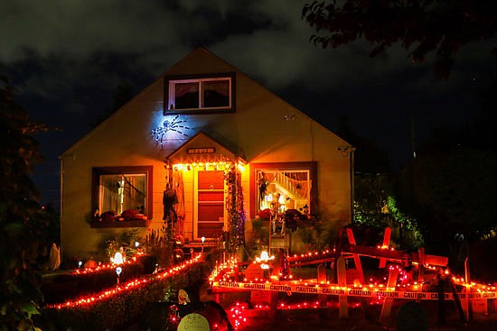 The Dean family decorated their home on East Grand Avenue like this in 2017 for the annual Riverside Neighborhood Halloween contest.