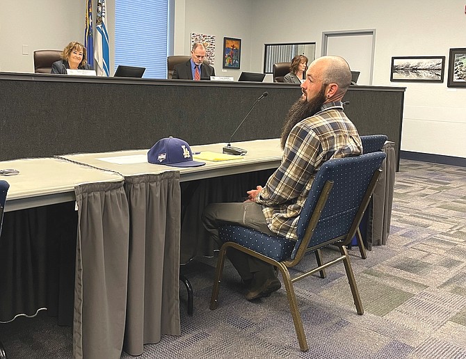 Newly appointed Carson City Parks and Recreation Commissioner Jacob McDermott speaking to the Board of Supervisors on Thursday.