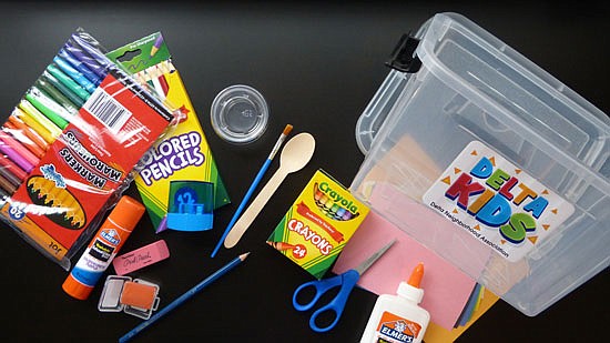 An example kit includes plenty of art supplies for projects.