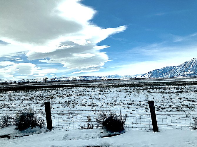 A line of clouds crosses over Carson Valley on Monday as the storm cleared out in this picture by Genoa resident Joyce Hollister.