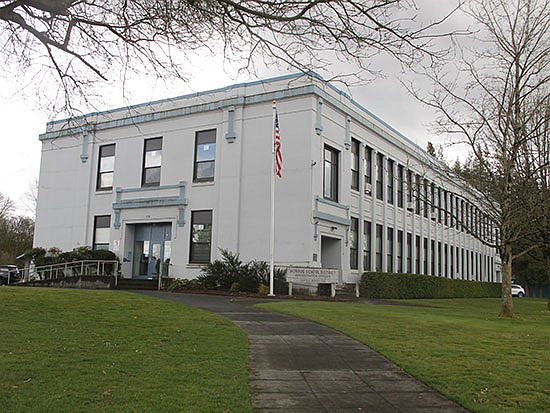 The school district’s headquarters at the southeast corner of Fremont and Ferry streets as photographed in April.