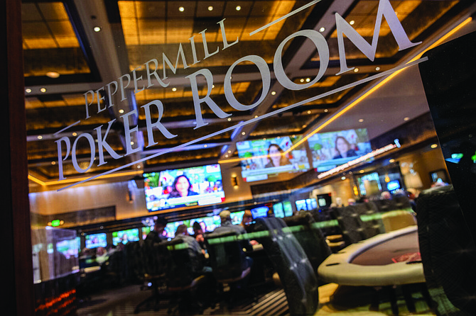The Poker Room inside the Peppermill Resort and Casino in Reno on Jan. 9, 2023.