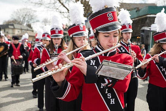 Snohomish High’s bands always give their best at shows and during hometown parades, such as in the 2018 Easter Parade above.