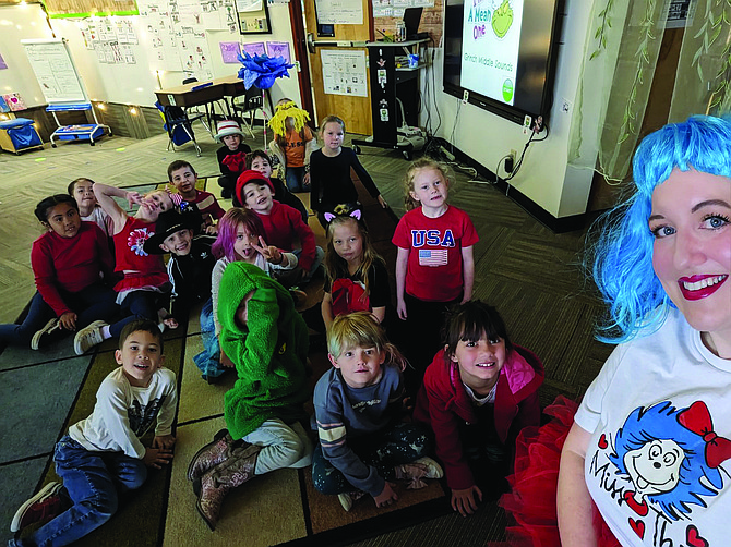 Kirby Goetsch and her kindergarten students at LES dress up as their favorite Dr. Seuss charters to celebrate Read Across America Week.