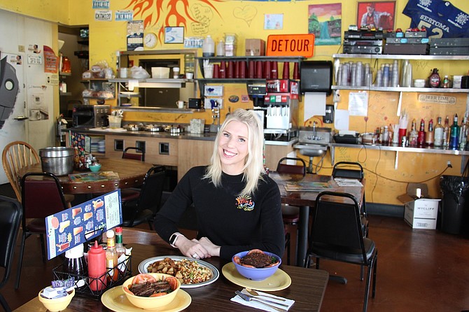 Kay Young of Squeeze In showcasing vegan dishes at the northwest Reno location on March 5.