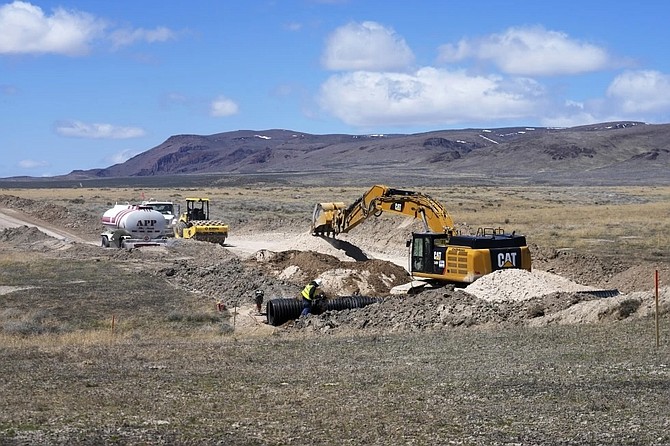 Construction continues at the Thacker Pass lithium mine on April 24, 2023, near Orovada.
