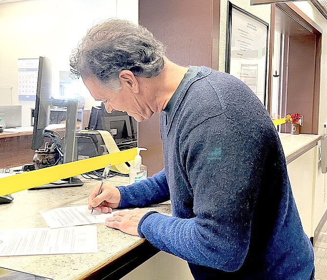 Danny Tarkanian files for his District 1 Douglas County Commission seat on Thursday.