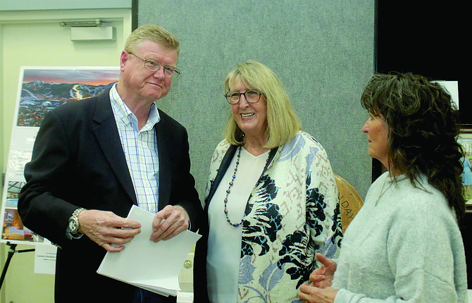 U.S. Rep. Mark Amodei, left, was the main speaker at Saturday’s annual Lincoln Day dinner. With him is Lynne Hartung, center, second vice president of the Churchill County Republican Central Committee, and Sue Frey.
