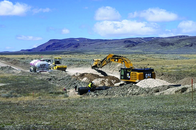 Construction continues at the Thacker Pass lithium mine on April 24, 2023, near Orovada.