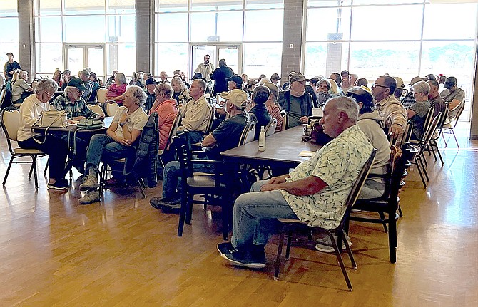 Residents wait for the presentation by the Bureau of Indian Affairs' consultant on Wednesday at the Douglas County Community & Senior Center.