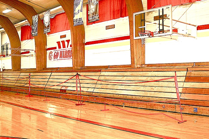 The south bleachers in the gymnasium at George Whittell High School are original to the building and are part of a $2,172, 280 renovation to the gym, locker rooms and restrooms.