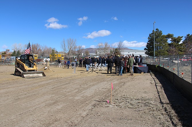 A crowd of first responders and government officials gathered at Butti Way on Monday for the groundbreaking of Carson City Fire Station 55 and Emergency Operations Center.