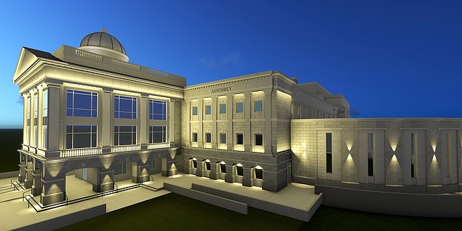 Rendering provided by the Nevada Legislative Counsel Bureau showing what the Legislative Building on South Carson Street will look like after a current remodel.