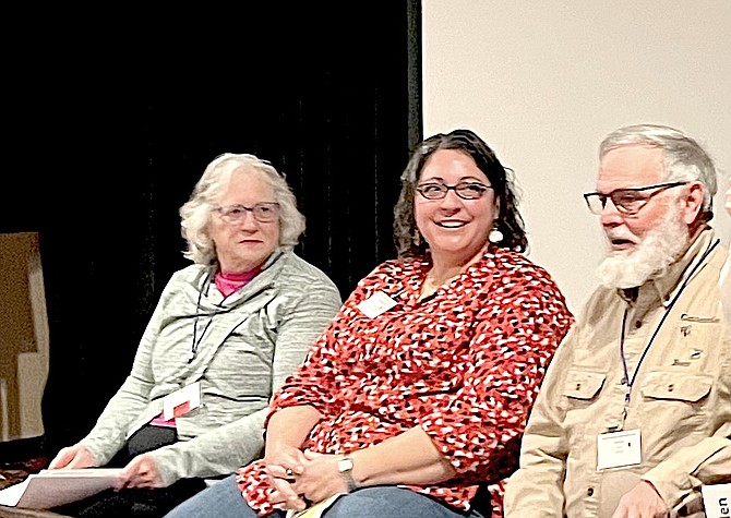 Mary Martin, Lindsay Chichester and Bill Taylor are the panelists for "So you want to be a beekeeper" at the Carson Valley Inn in Minden on Saturday.