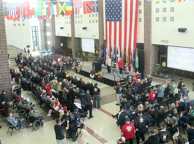 Maj. Gen. Ondra Berry, the state’s adjutant general, receives a standing ovation on March 23 for his closing remarks at the Vietnam War Veterans Remembrance at Truckee Meadows Community College.
