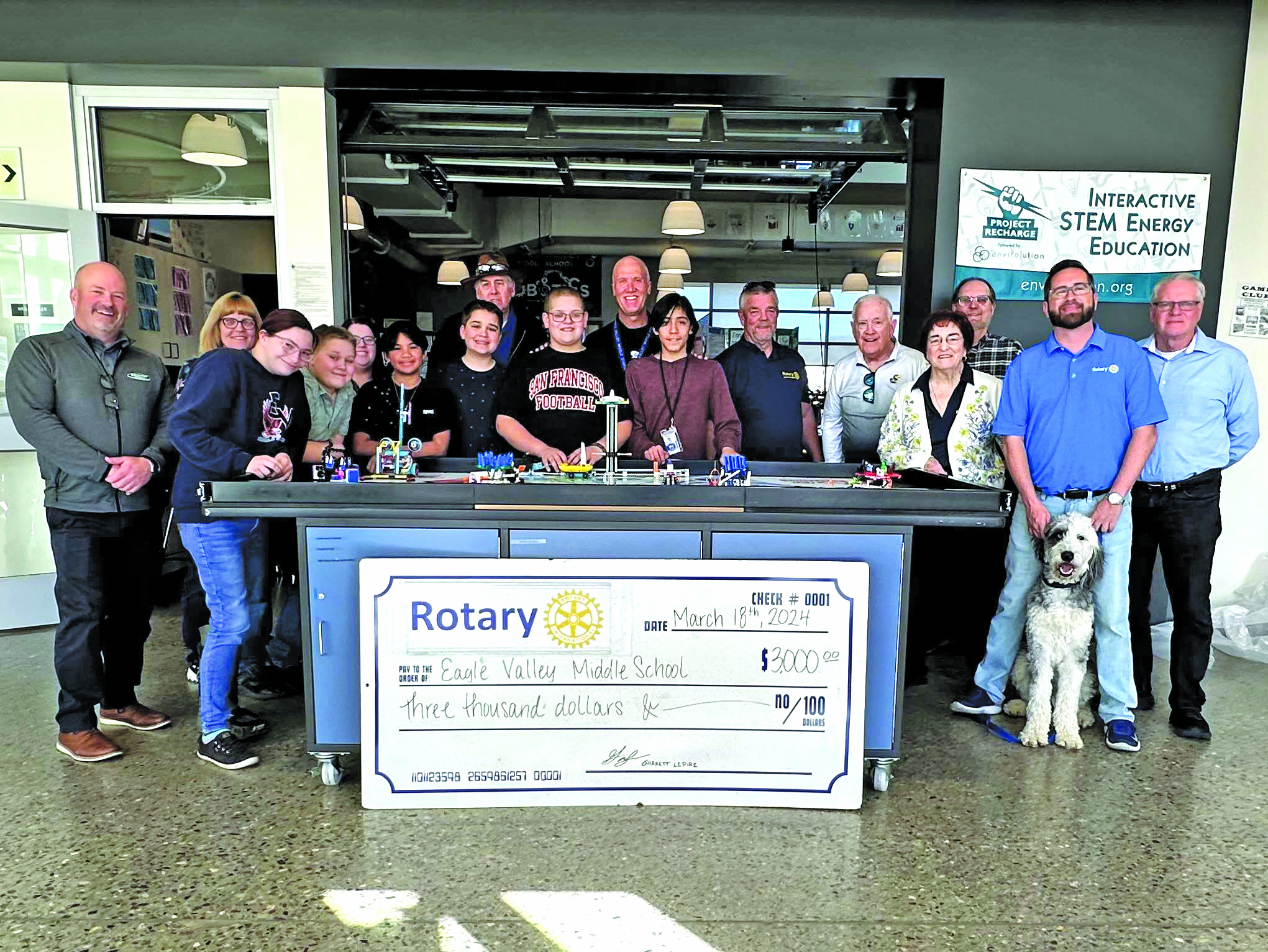 Rotarians donate to Eagle Valley Middle School LEGO robotics team - Vimarsana News