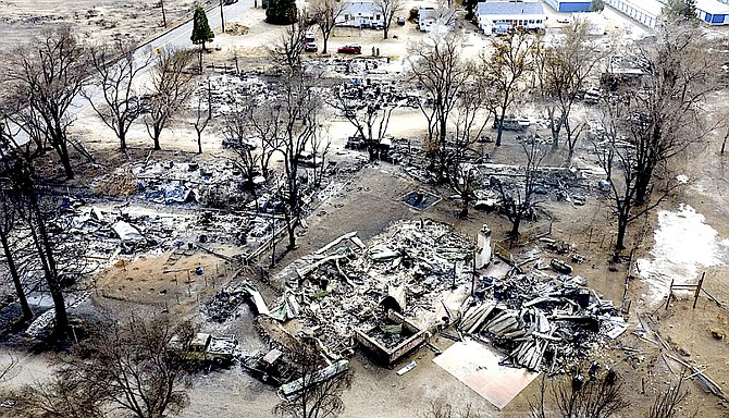 An exhibit included in the plaintiffs brief shows the damage done by the fatal Nov. 18, 2020, Mountain View Fire in Walker, Calif.