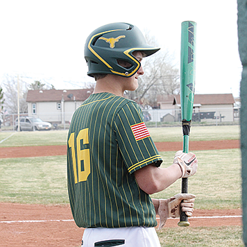 Battle Mountain’s Caden Fagg waits on the on deck circle prior to an at bat.