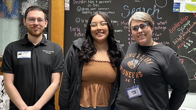Austin Long of Western Nevada College, Carson High School senior Jackie Estrada Diaz and CHS counselor Bridget Gordon-Johnson share the struggles students are facing filling out the 2024-25 Free Application for Federal Student Aid.