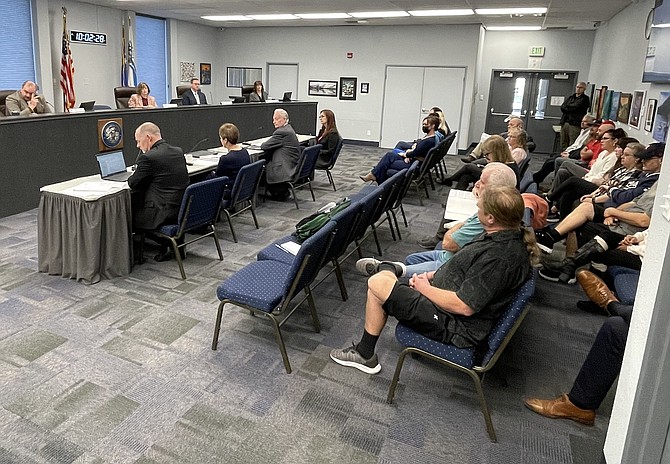 A crowd gathered for the Remedy’s Bar hearing before the Carson City Liquor and Entertainment Board on April 4, 2024.