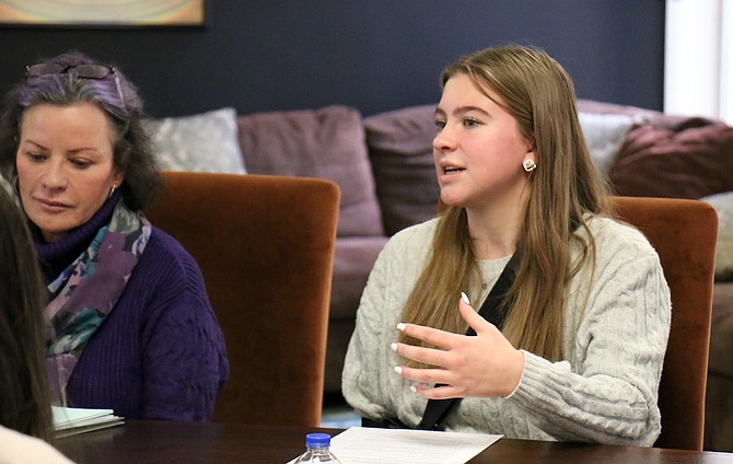 Addison Clark, a senior at Reno’s Sage Ridge School and teen committee member for Hope Means Nevada, during a statewide discussion in January 2024.