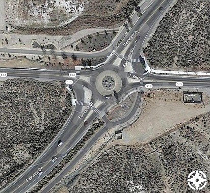 An aerial view of the 5th Street roundabout provided by the engineering firm Wood Rogers. Plans for the roundabout will be one of many items discussed at the Regional Transportation Commission meeting Wednesday.