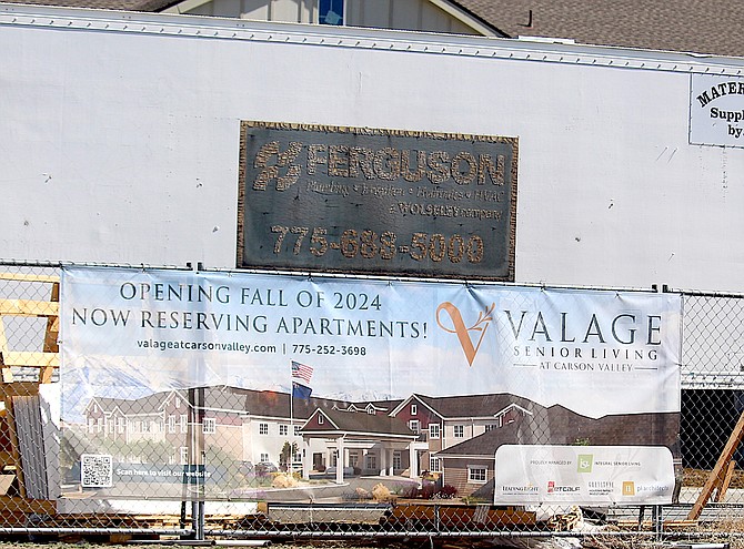 The banner in front of Valage Senior Living at Carson Valley in Minden announces its proposed opening.