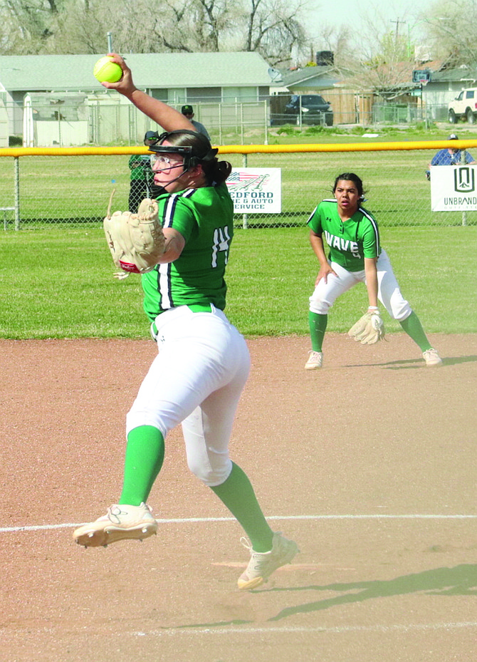 Fallon pitcher Janessa Bettencourt (14) throws during a 5-2 win Friday against Elko.