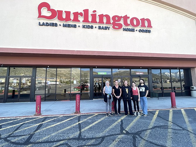 Employees of the now-closed Burlington Coat Factory in Carson City on April 22. From left, Kim Aria, Starla Cazel, Terri Hunt, Jamie Helton and Nathaniel Mora. Hobby Lobby is planning to take over the storefront at 4906 S. Carson St.