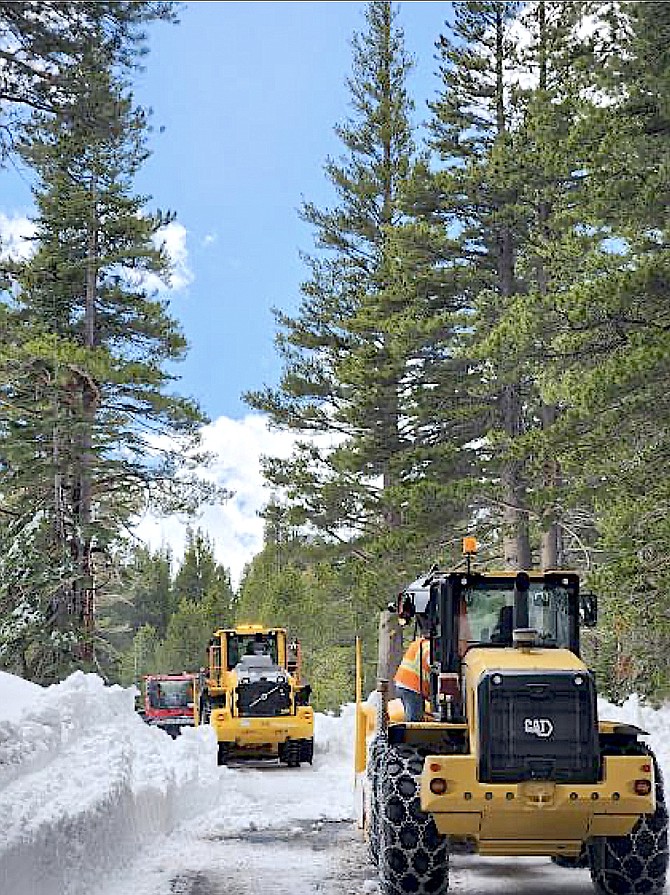 Work continues to clear Highway 4 to Ebbetts Pass in Alpine County. California Department of Transportation photo