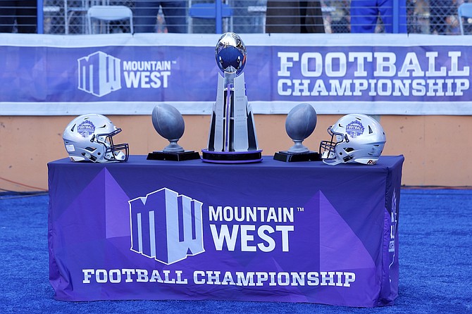 The Mountain West championship trophy awaits the winner of the 2022 matchup between Fresno State and Boise State.