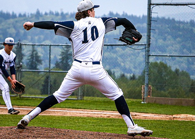 Glacier Peak’s pitcher, Senior Carsten Swum, threw a strong shutout of Kamiak during an in-conference game Wednesday, April 17 at Glacier Peak’s field. The Glacier Peak Grizzlies took a 10-0 win that afternoon. 
Glacier Peak’s bats game to life in the middle innings and the rain held off for the game.
Glacier Peak currently is in a three-way tie in the Wesco 4A league with a 5-4 league record as of April 29. Lake Stevens and Jackson also were at 5-4.