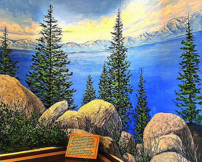 Mark Thompkins painting shows Lake Tahoe before settlers arrived.