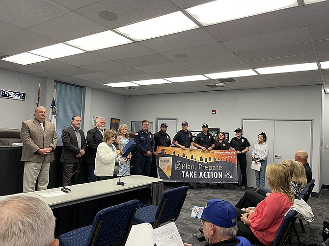 Members of the Carson City Fire Department and the Living With Fire organization joined the Carson City Board of Supervisors on Thursday to recognize May as Nevada Wildfire Awareness Month. The theme this year is ‘Plan, prepare, take action.’