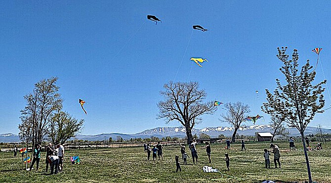 Families enjoy flying a variety of kites. Dangberg Home Ranch Historic Park photo