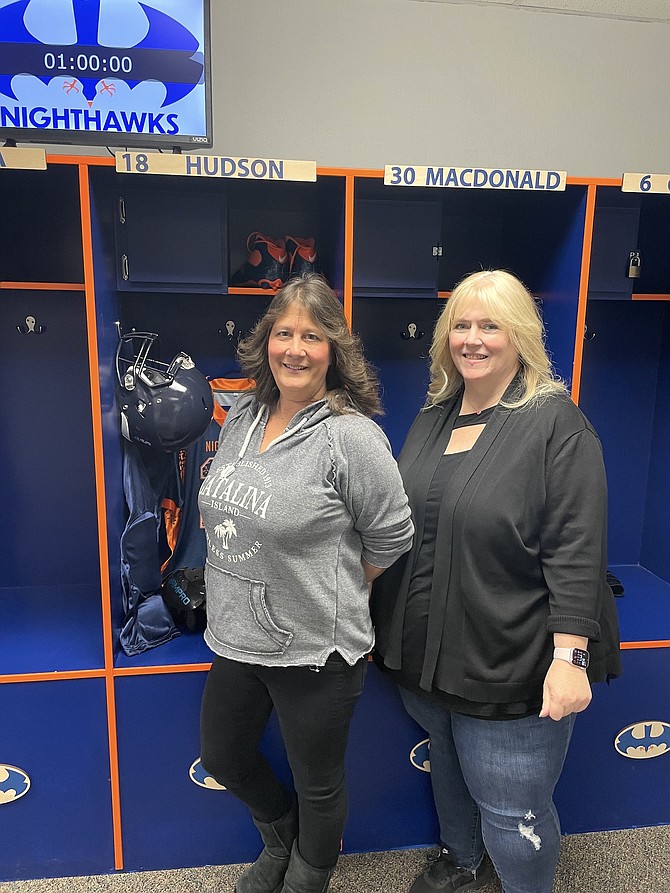 Tracey Hudson, left, and Jennifer Smith in ‘The Locker Room’ in Escape 36 in Carson City on May 6.