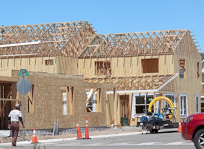 Homes under construction in Minden on Wednesday.